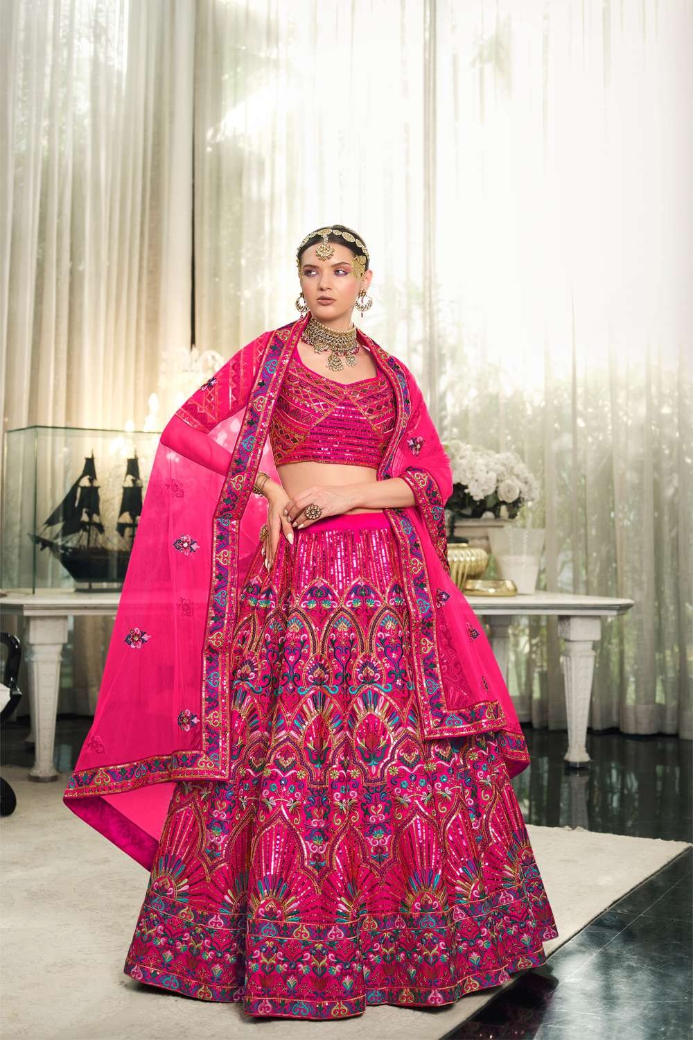 Dark Pink Color Silk Lehenga Choli