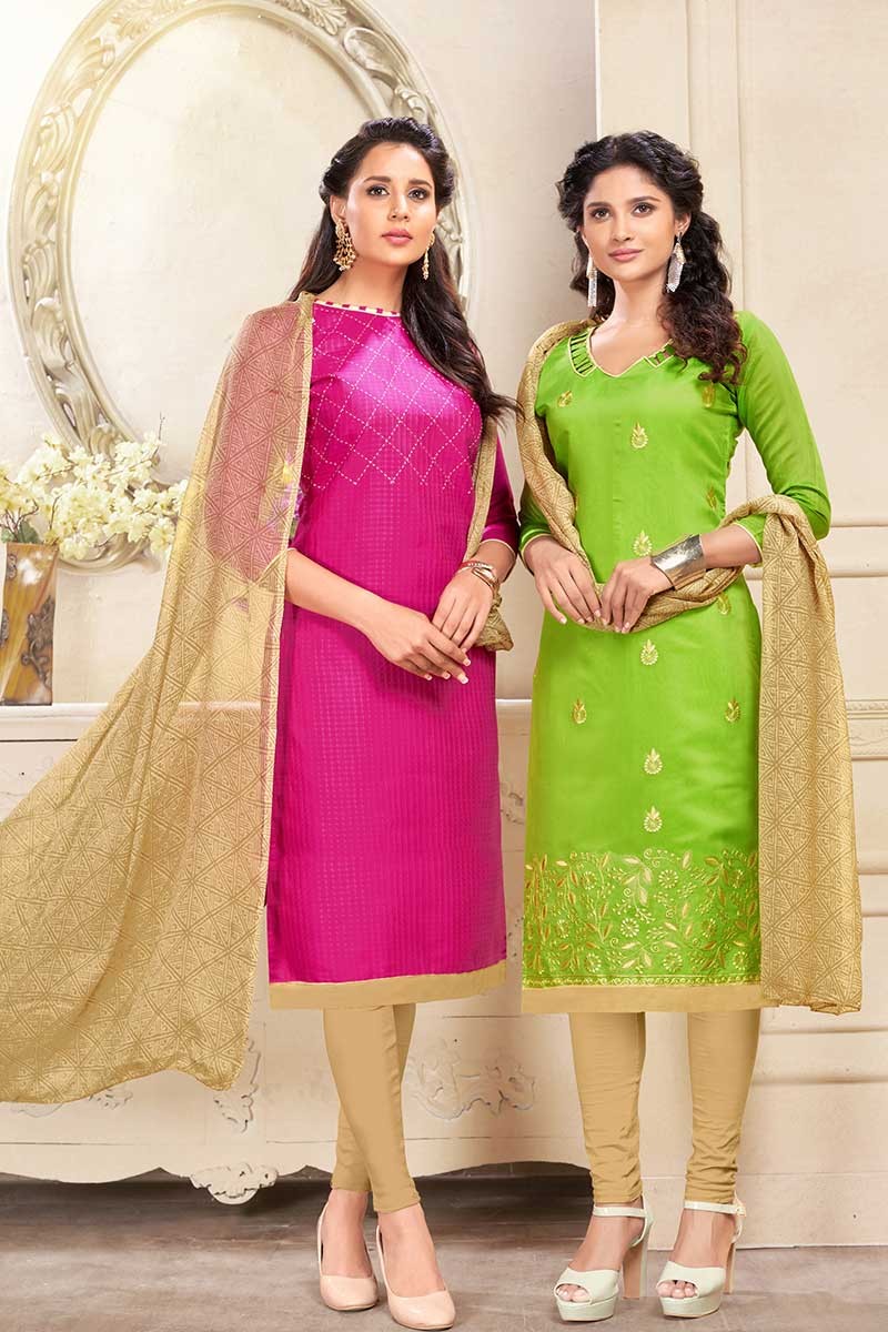 Rani Pink Colour Dress With Dupatta - Khwaissh