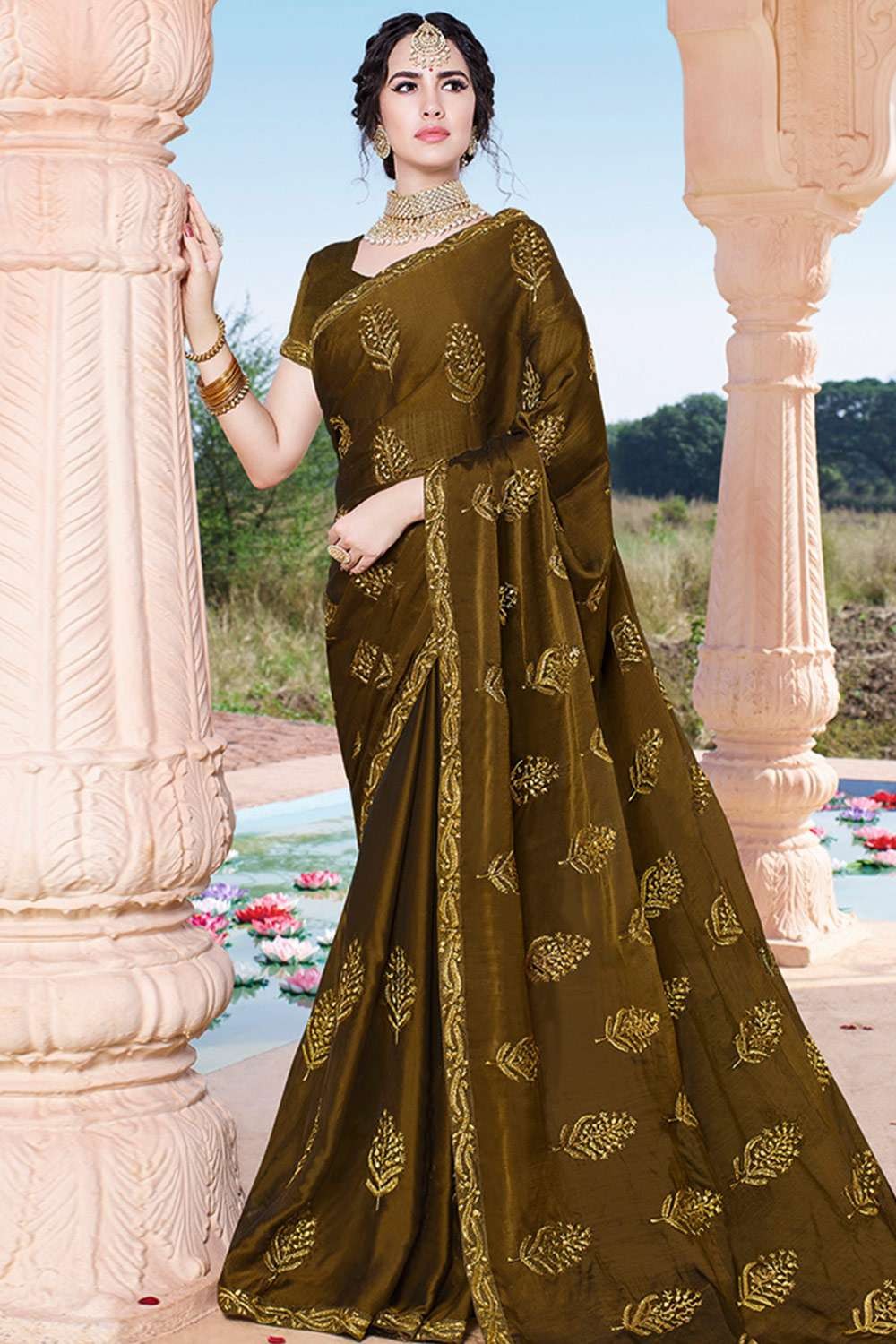 Mehndi Green Couple Dress Assam Silk Jari Border Saree and Kurta Pyjama –  Archittam Fashion