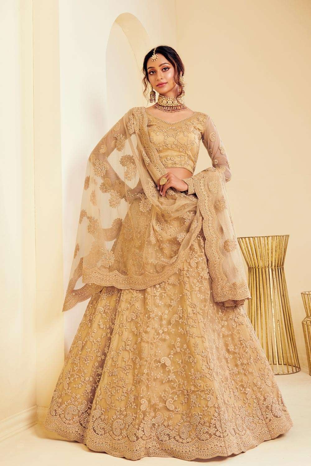 Yellow Embroidered Blouse And Lehenga With Dupatta | Payal Singhal – KYNAH