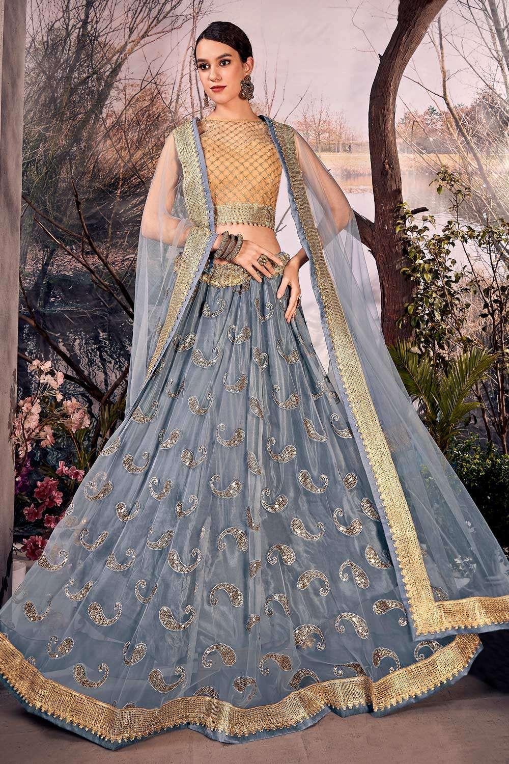 Olive Green Designer Heavy Embroidered Bridal Lehenga | Bridal lehenga,  Lehenga, Lace border