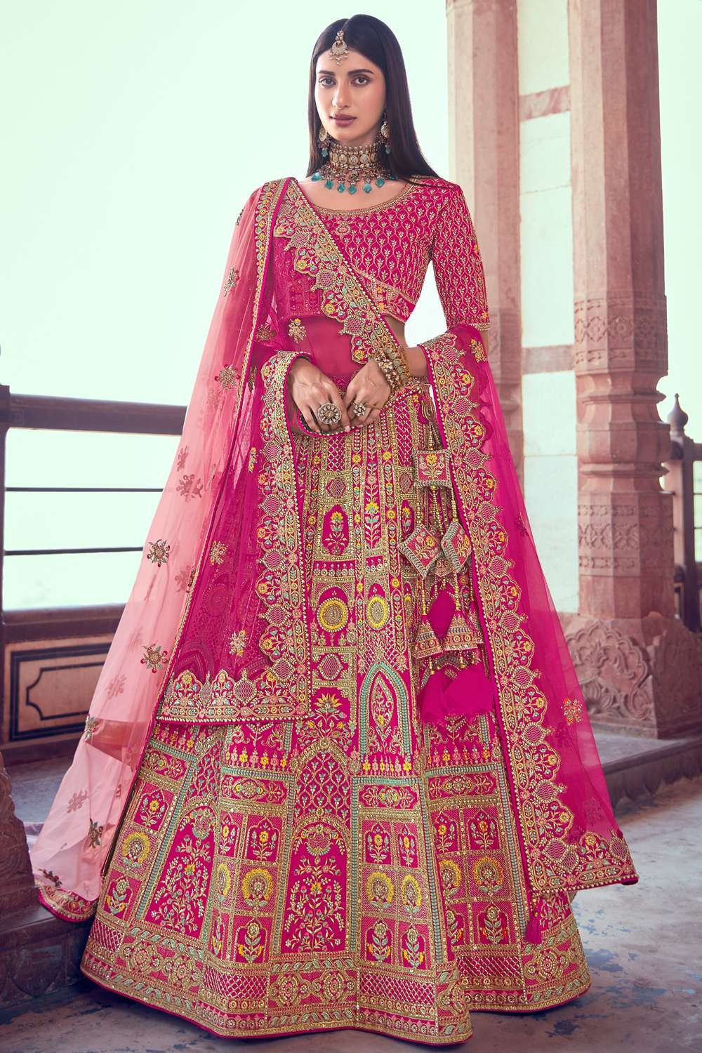 Rency Creation Bridal Wear Nice Pink Jacqieline Embroidery Lehenga Choli at  Rs 1500 in Surat