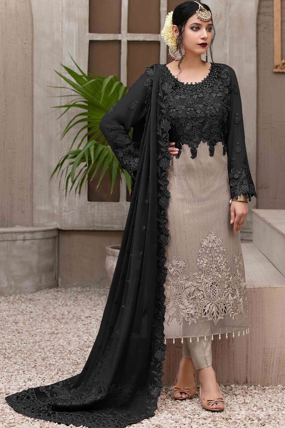 Buy Awesome Black Embroidery Designer Straight Salwar Suit | Straight Salwar  Suits