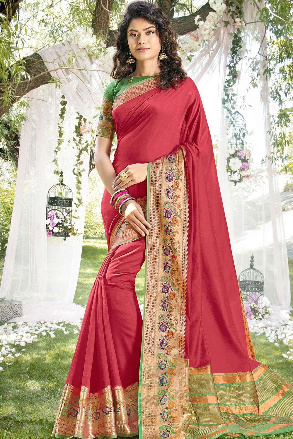 Maroon Silk Saree | Indian Wedding Saree | Burgundy Saree | Saree with –  Vara Vastram